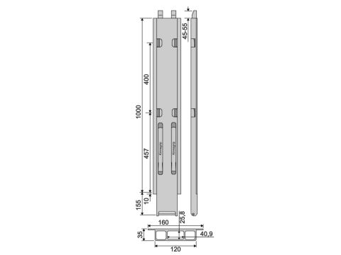 Kinnegrip K20-1000 alu, sivu, jatko