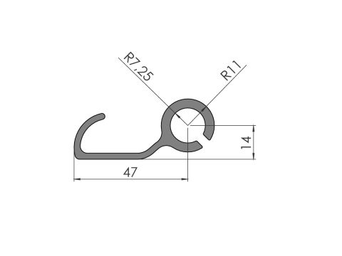 Sivuverhon kiinnitysprofiili,L=3,3m