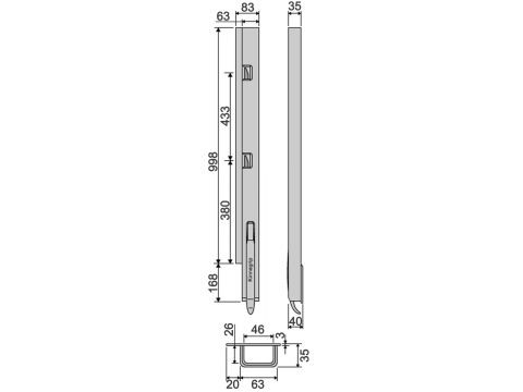 Rear Pillar KG K5-1000, narrow L/H