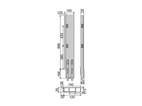 Rear Pillar KG K5-1000 wide-L/H