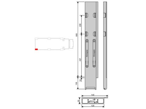 Rear Pillar Kinne K20 alu 800/2 R/H