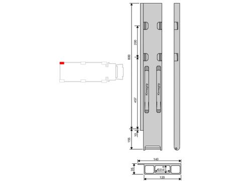 Rear Pillar Kinne K20 alu 800/2 L/H